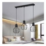 RİOLİGHT RETRO,RUSTİK,VİNTAGE MASA ÜSTÜ SİYAH 3XE27 DUYLU KAFES METAL SARKIT AVİZE UZUNLUK:60CM