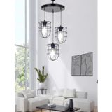 RİOLİGHT RETRO,RUSTİK,VİNTAGE SİYAH KAFES 3XE27 DUYLU METAL SARKIT AVİZE