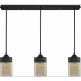 RİOLİGHT RETRO,RUSTİK,VİNTAGE SİYAH METAL GÖVDE 3XE27 DUYLU CAM BAŞLIK MASA ÜSTÜ AVİZE UZUNLUK:60CM