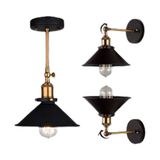 Riolight Retro,vintage Tavan-Duvar 1xe27 duylu Hareketli Başlık aplik,armatur ÇAP:23CM - Siyah