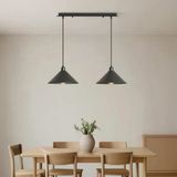 Riolight Retro,Vintage,Modern Siyah 2Xe27 Sıralı Masa Üstü Metal Sarkıt Avize Uzunluk:60cm