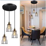 Riolight Retro,vintage,rustik 3XE27 Duylu Kafes Metal Sarkıt Avize ÇAP:30CM - Siyah