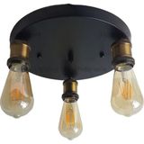 Riolight Retro,vintage,rustik 3XE27 Eskitme Duylu Metal Plofonyer Avize ÇAP:30CM - Siyah