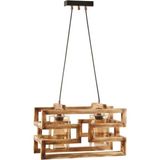 Riolight Retro,vintage,rustik Ahşap ikili bal camlı Avize Uzunluk: 40CM - Eskitme