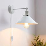 Riolight Retro,vintage,rustik Beyaz Hareketli Başlık Kablolu Fişli Duvar Aplik Şapka Çapı:23cm Rio Light