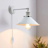 Riolight Retro,vintage,rustik Beyaz Hareketli Başlık Kablolu Fişli Duvar Aplik Şapka Çapı:23cm