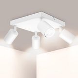 Riolight Riolıght Modern Beyaz Gövde Hareketli Başlık 4XGU10 Kare Taban LED Spot LED Avize (Ampul Dahil)