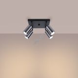 Riolight Rıolıght Modern Krom Hareketli Başlık Siyah Gövde 4XGU10 LED Kare Spot Avize(Ampül Dahildir)