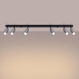 Riolight Riolıght Modern Siyah Metal Gövde Krom Hareketli Başlık 6lı LED Spot Avize(Ampül Dahil)Uzunluk 120CM