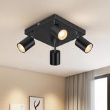 Riolight Riolıght Modern2 Siyah2 Hareketli Başlık 4XGU10 Kare Taban LED Spot LED Avize (Ampul Dahil)