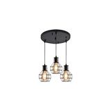 Riolight Üçlü Metal Kafes Avize Taban Çapı: 30CM - Siyah