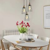 Riolight Vintage1,retro1,antik1,rustik1 Siyah Kafes 3XE27 Duylu Metal Sarkıt Avize - Ahşap