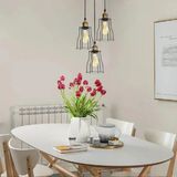 Riolight Vintage1,Retro1,Antik1,Rustik1 Siyah Kafes 3Xe27 Duylu Metal Sarkıt Avize