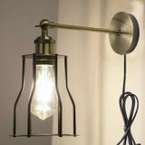 Riolight Vintage2,rustik2,retro2 Eskitme 1xe27 Duylu Kafes Kablolu Fişli Anahtarlı Metal Duvar Aplik