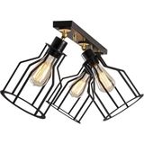 Riolight vintage,retro,rustik 3XE27 mafsallı siyah hareketli başlık kafes metal plofonyer avize uzunluk:60cm