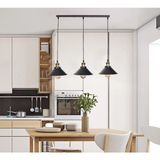 Riolight vintage,retro,rustik 3XE27 siyah metal gövde sıralı masa üstü sarkıt avize uzunluk:60cm