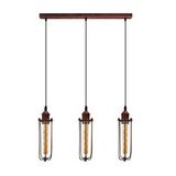 Riolight Vintage,retro,rustik Bakır Fırçalı Patine 3XE27 Kafes Masa Üstü Sarkıt Avize UZUNLUK:60CM