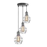 Riolight Vintage,retro,rustik Gümüş Gri Fırçalı Patine 3XE27 Kafes Metal Sarkıt Avize Taban ÇAP:30CM