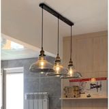 Riolight Vintage,rustik 3xe27 Masa Üstü Cam Başlık Sarkıt Avize Taban Uzunluğu:60cm Cam Çap:20cm Altın - Füme