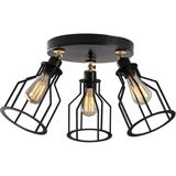 Riolight vintage,rustik,retro 3XE27 kafes mafsallı hareketli başlık plofonyer avize çap:30cm - Siyah