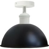 Riolight Vintage,Rustik,Retro Siyah Başlık 1xe27 Duylu Tekli Metal Plofonyer Avize Çap:23cm - Siyah - Beyaz