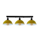 RİOLİHGT RETRO,MODERN,VİNTAGE SARI BAŞLIK 3XE27 METAL PLOFONYER SIRALI AVİZE TABAN UZUNLUK:60CM
