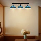 Riolihgt Vintage,retro,modern Açık Mavi Başlık 3XE27 Metal Plofonyer Sıralı Avize Taban UZUNLUK:60CM - Ahşap