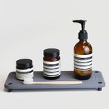 RIOMZY Anında Kuru Lavabo Caddy Organizatör - Mutfak Banyo Tezgahı Ev Dekoru için Hızlı Kuruyan Taş Lavabo Tepsisi, Diyatomlu Hızlı Kuruyan Tezgah Tepsisi Rafı (Siyah Paslanmaz Çelik Ayaklı, Gri)