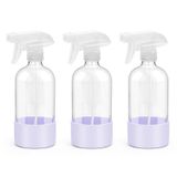 Rionisor Silikon Kılıf Korumalı Cam Sprey Şişeleri, Boş 16 Oz Doldurulabilir Kaplar, Saçlar için Ayarlanabilir Nozullu Yeniden Kullanılabilir Sprey Şişeleri, Temizleme Çözümleri, 3'lü Paket Mor