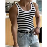 Riowela Erkek Kolsuz Atlet Halter Yaka Pamuklu Tshirt Zebra Desenli Rahat Kullanım için