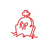 Rip Mezar Taşı Araba Sticker 17X17 Cm Kırmızı