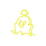 Rip Mezar Taşı Araba Sticker 17X17 Cm Sarı