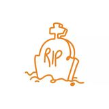 Rip Mezar Taşı Araba Sticker 17X17 Cm Turuncu
