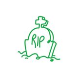 Rip Mezar Taşı Araba Sticker 17X17 Cm Yeşil