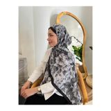 Rise Scarf Peony Desen Pamuk Kraş Şal Siyah/Beyaz