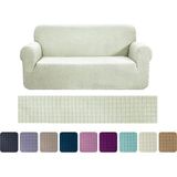Riseler Streç Lastikli Esnek Yikanabilir Kare Desen 3 Kişilik Koltuk Örtüsü Koltuk Kılıfı - 180 x 230 cm - Krem