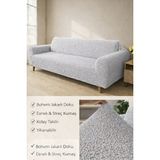 riselerhome Bohem Desen Jakarlı 3 Kişilik Kanepe Örtüsü | Lastikli Koltuk Örtüsü |çekyat Örtüsü| Koltuk Kılıfı - 180 x 230 cm - Gri