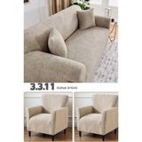 riselerhome Jakarlı 3 3 1 1 Lastikli Kanepe Örtüsü Lastikli Koltuk Örtüsü Koltuk Kılıfı Takımı - 180 x 230 cm - Vizon