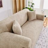 riselerhome Jakarlı 3 Kişilik Kanepe Örtüsü Lastikli Koltuk Örtüsü Çekyat Örtüsü Koltuk Kılıfı - 180 x 230 cm - Vizon