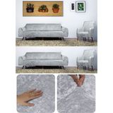 riselerhome Kadife 3 3 1 1 Lastikli Kanepe Örtüsü | Lastikli Koltuk Örtüsü | Koltuk Kılıfı - Açık Gri - 180 x 230 cm