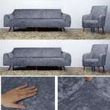 riselerhome Kadife 3 3 1 1 Lastikli Kanepe Örtüsü | Lastikli Koltuk Örtüsü | Koltuk Kılıfı - Antrasit - 180 x 230 cm