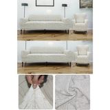Riselerhome Karedesen Lastikli Streç Esnek Koltuk Örtüsü Ve Çekyat Örtüsü 3'Lü - Krem - 180 x 230 cm