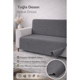 riselerhome Kaymaz Süngerli Koltuk Örtüsü 160X205 Tuğla Desenli 4 Mevsim Kullanışlı Makinede Yıkanabilir - 160 x 205 cm - Antrasit