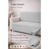 riselerhome Kaymaz Süngerli Koltuk Örtüsü 160X205 Tuğla Desenli 4 Mevsim Kullanışlı Makinede Yıkanabilir - 160 x 205 cm - Gri