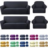 Riselerhome Lastıklı Esnek Koltuk Kanepe Kılıfı Takımı Çekyat Örtüsü (3+3+1+1 ) Takım - Antrasit - 180 x 230 cm