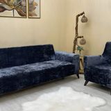 riselerhome Parlak Kadife 3+3+1+1 Lastikli Kanepe Örtüsü | Lastikli Koltuk Örtüsü | Koltuk Kılıfı Takımı - 180 x 230 cm - Antrasit
