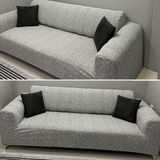 riselerhome Riselerhome Jakarlı 3 Kişilik Lastikli Gri Koltuk Kılıfı Çekyat Koltuk Örtüsü Streç Esnek Kanepe Kılıfı Düz Desen - 180 x 230 cm - Krem