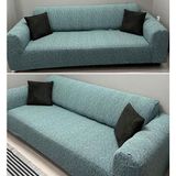 riselerhome Riselerhome Jakarlı 3 Kişilik Lastikli Gri Koltuk Kılıfı Çekyat Koltuk Örtüsü Streç Esnek Kanepe Kılıfı Düz Desen - 180 x 230 cm - Mint