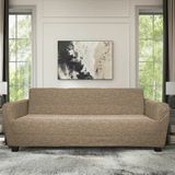 riselerhome Riselerhome Jakarlı 3kişilik Lastikli Koltuk Kılıfı Çekyat Koltuk Örtüsü Streç Esnek Kanepe Kılıfı Düz Desen Antrasit - 185 x 230 cm - Kahve