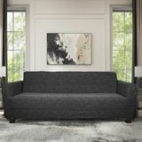 riselerhome Riselerhome Jakarlı 3kişilik Lastikli Koltuk Kılıfı Çekyat Koltuk Örtüsü Streç Esnek Kanepe Kılıfı Düz Desen Antrasit - 185 x 230 cm